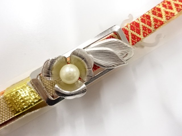 JAPANESE KIMONO / ANTIQUE UNUSED PEARL OBIDOME (SASH CLIP) / OBIJIME /